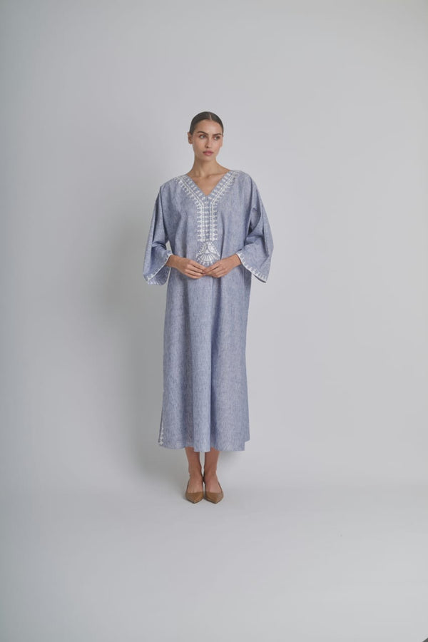 Soft Indigo – Indigo blue & white Kaftan